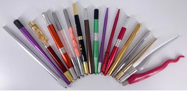 3D 눈썹을 위한 도매 가격 양두형 문신 설명서 펜 크리스탈 아크릴 마이크로블딩 영구적 메이크업 펜